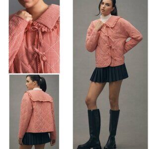 Brand New Maeve The Hazel Freya Quilted Checked Gingham Tied Jacket